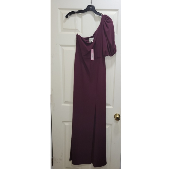 Sachin & Babi Nadia 4-Way Stretch Crepe One Shoulder Gown in Deep Wine - Picture 11 of 11